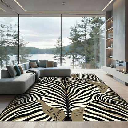 Symmetrical Monochrome Zebra Artistry Rug