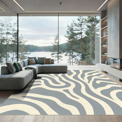 Gray Cream Abstract Animal Stripes Rug