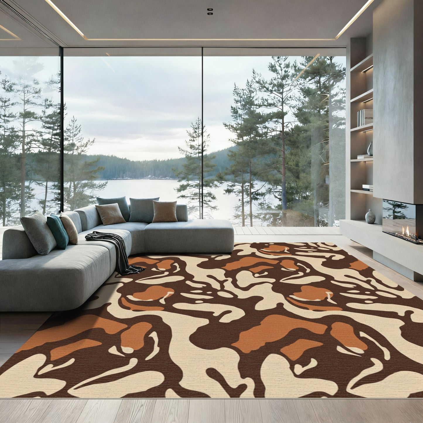 Earthy Abstract Organic Camouflage Rug
