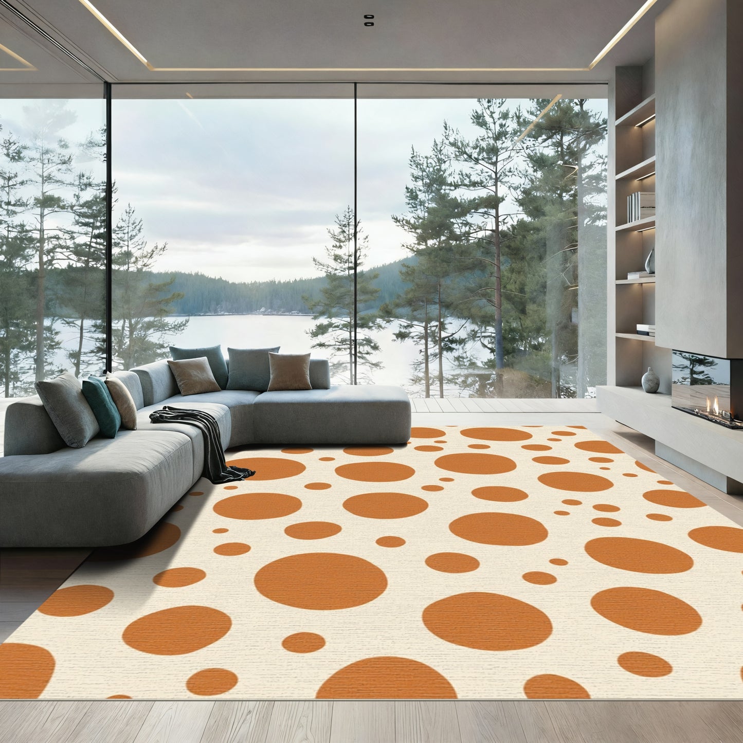 Terracotta Polka Dot Scatter Rug