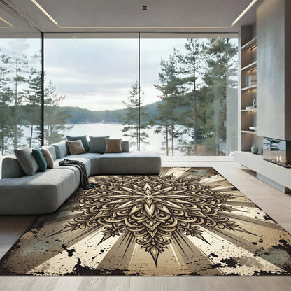 Antique Gold Filigree Starburst Rug