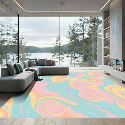 Pastel Swirl Marble Abstract Rug