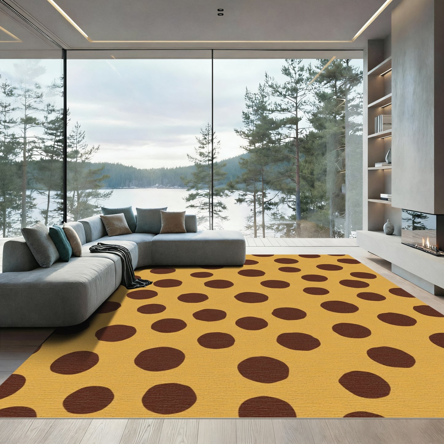 Brown Polka Dot Ochre Scatter Rug