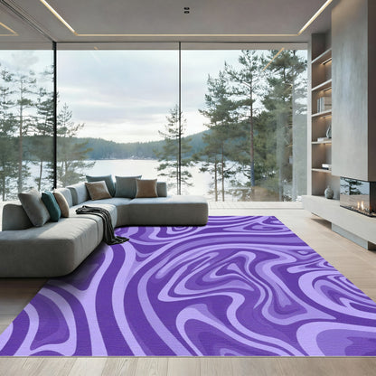 Violet Swirl Marble Pattern Rug