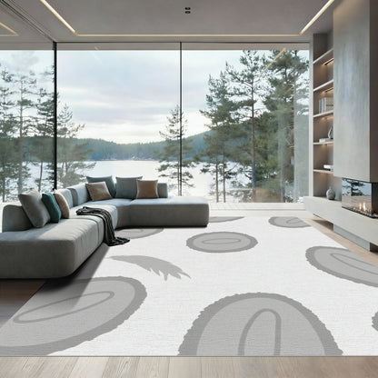 Gray Oval Feather Collage Rug