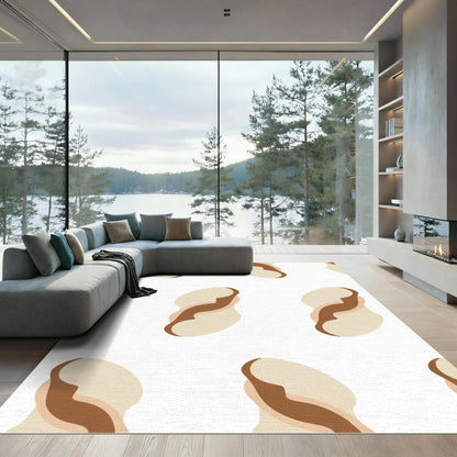 Beige Abstract Organic Curved Forms Rug