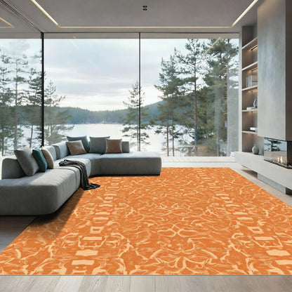 Orange Swirl Floral Medallion Rug