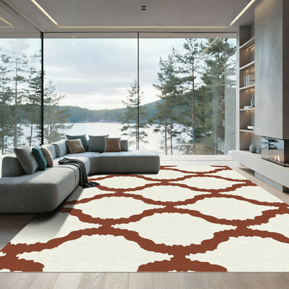 Terracotta Lattice Quilted Pattern Rug