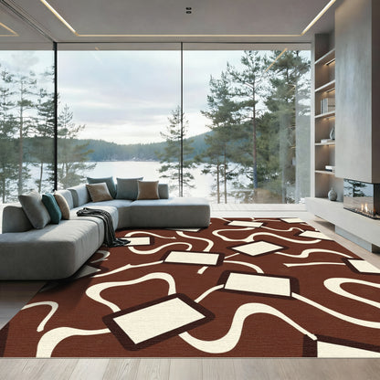 Chocolate Brown Rectangle Swirl Rug