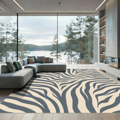 Pale Tan Charcoal Zebra Stripes Rug
