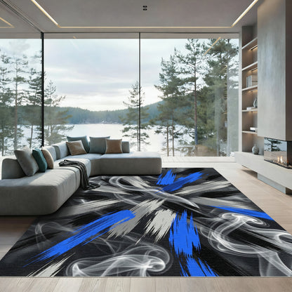 Abstract Brush Stroke Smoke Explosion Rug