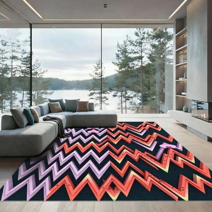 Pink Orchid Watermelon Zigzag Rug