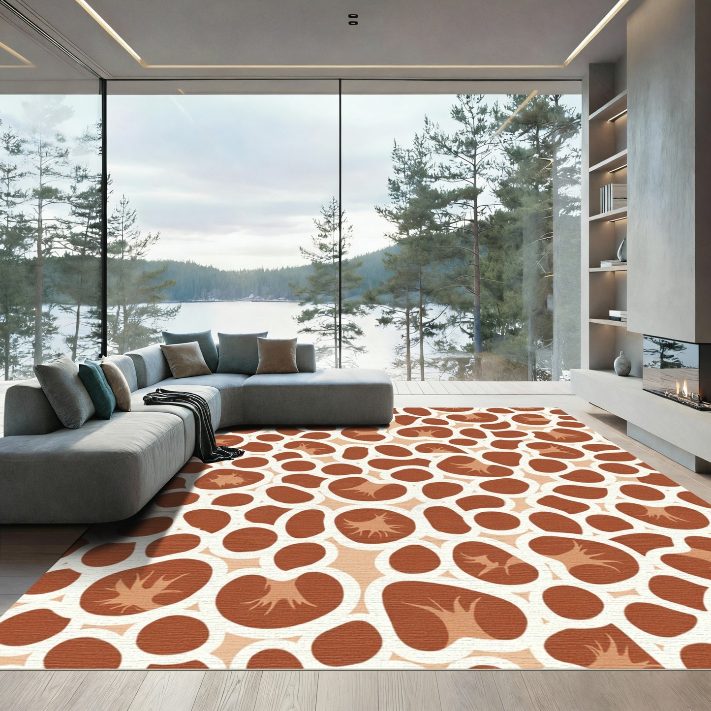 Terracotta Circles Organic Composition Rug