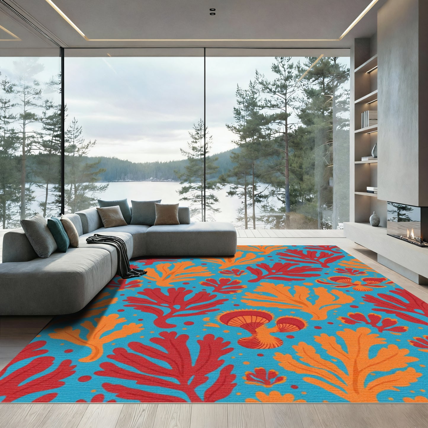 Coral Reef Branch And Mushroom Pattern Rug