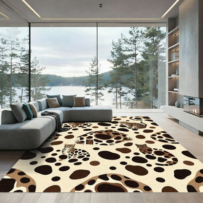 Brown Spotted Cats Animal House Pattern Rug