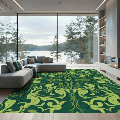 Emerald Green Floral Symmetry Rug