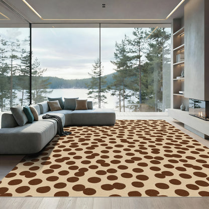 Brown Dispersed Circles Scattered Pattern Rug
