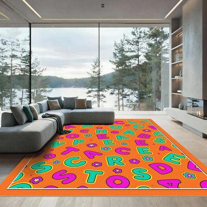 Alphabet Flower Playful Orange Rug