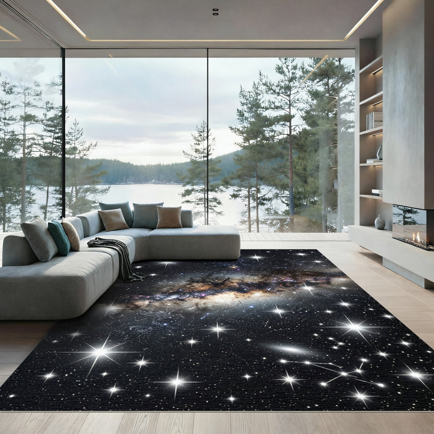Cosmic Interstellar Glowing Nebula Sky Rug