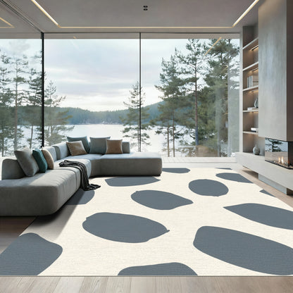 Slate Gray Abstract Blob Rug