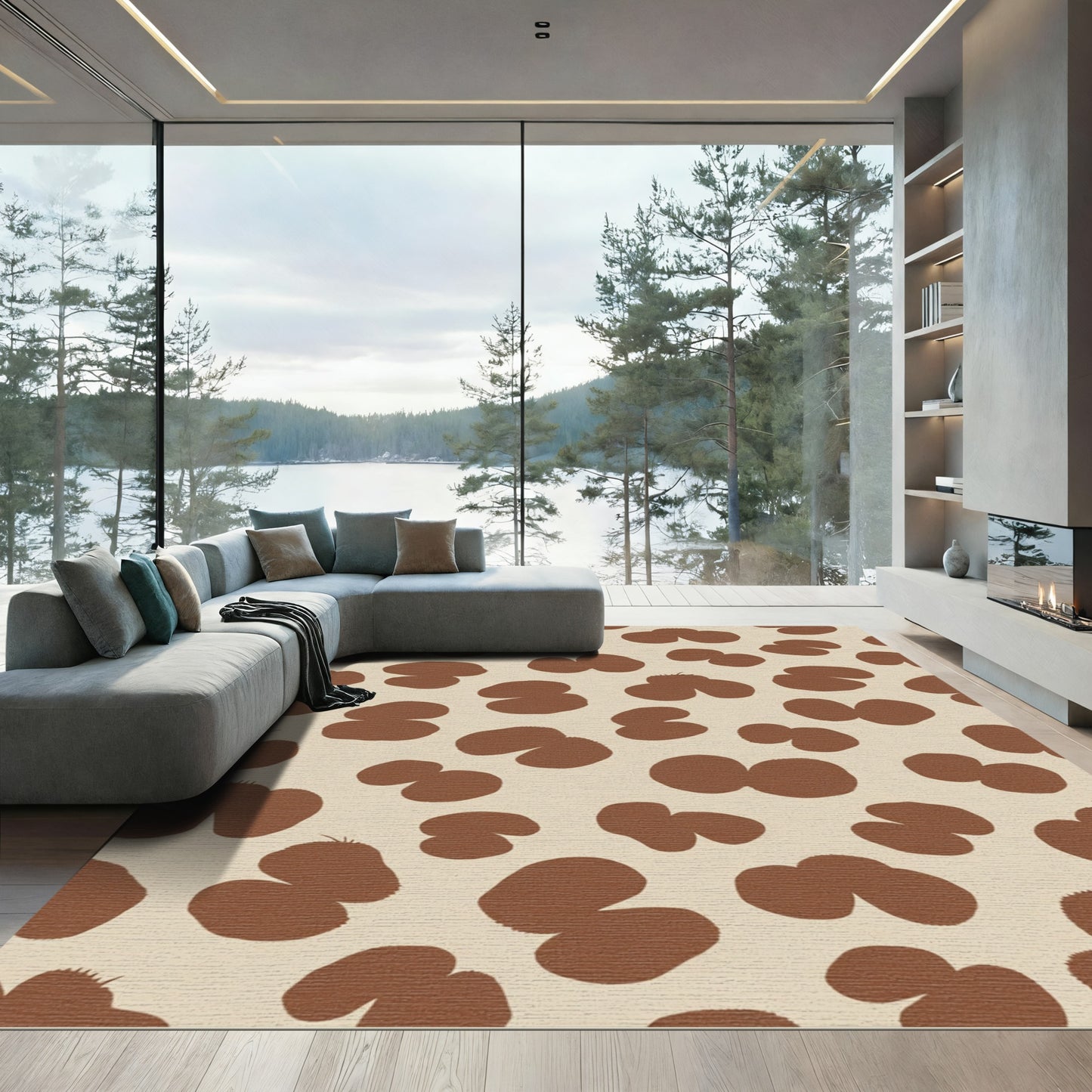 Brown Clover Speckled Print Rug
