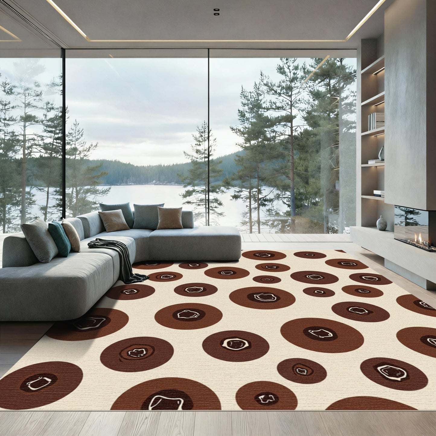 Brown Circles Repeating Texture Rug