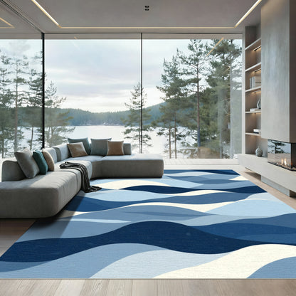 Indigo Wave Abstraction Rug