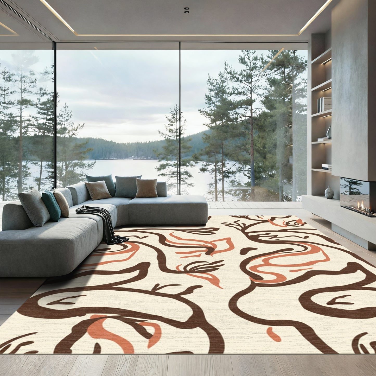 Abstract Organic Silhouette Organic Flow Rug