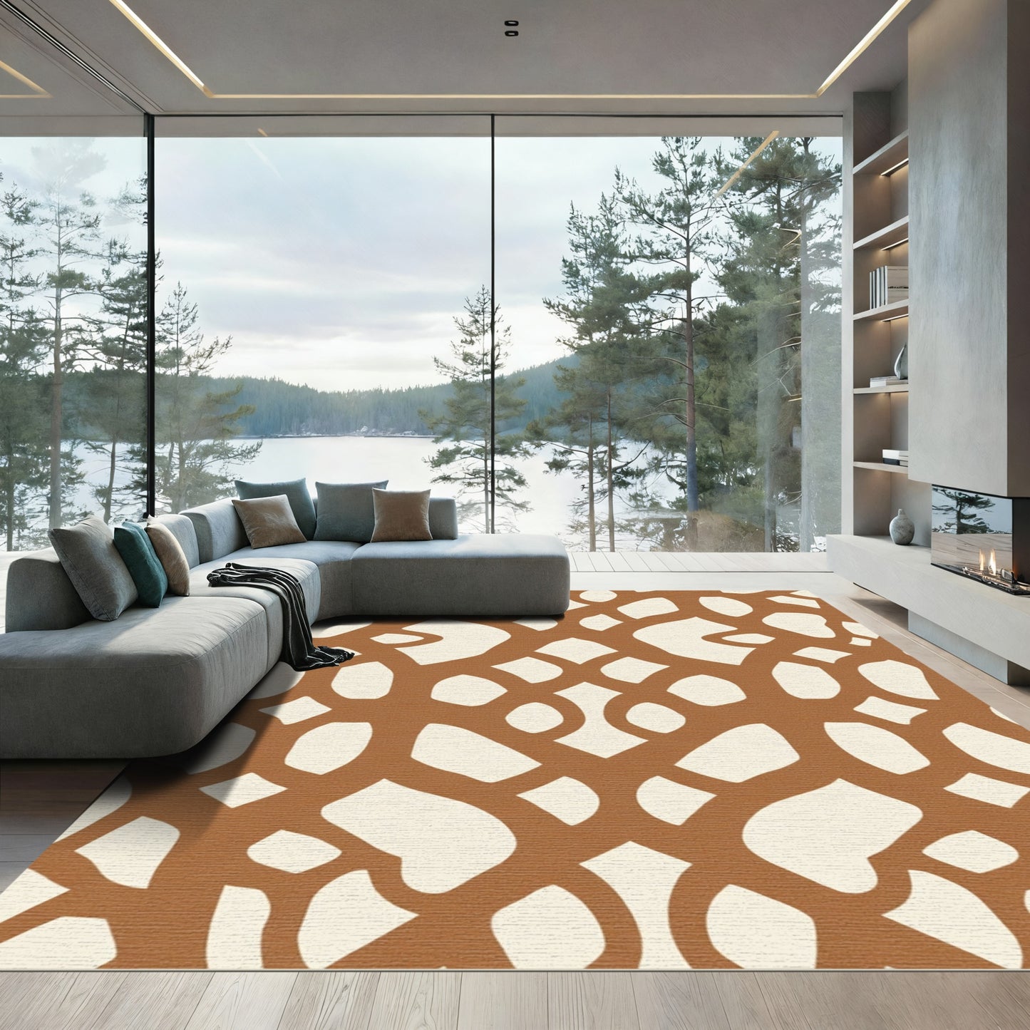 Terracotta Organic Intertwined Lattice Rug