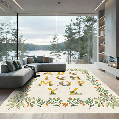 Alphabet Border With Whimsical Creatures Rug