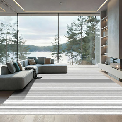 Modern Gray Stripe Minimalist Rug