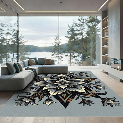 Monochromatic Floral Star Embossed Rug
