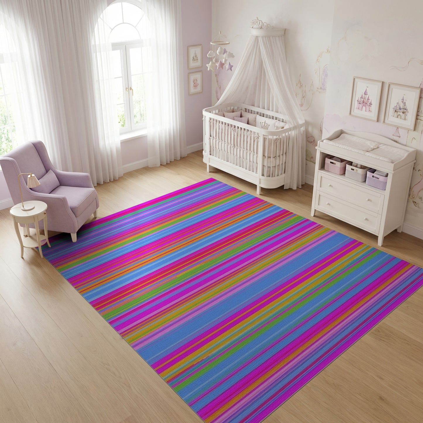 Vibrant Multicolor Horizontal Stripes Rug