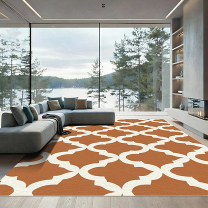 Terracotta White Quatrefoil Lattice Rug