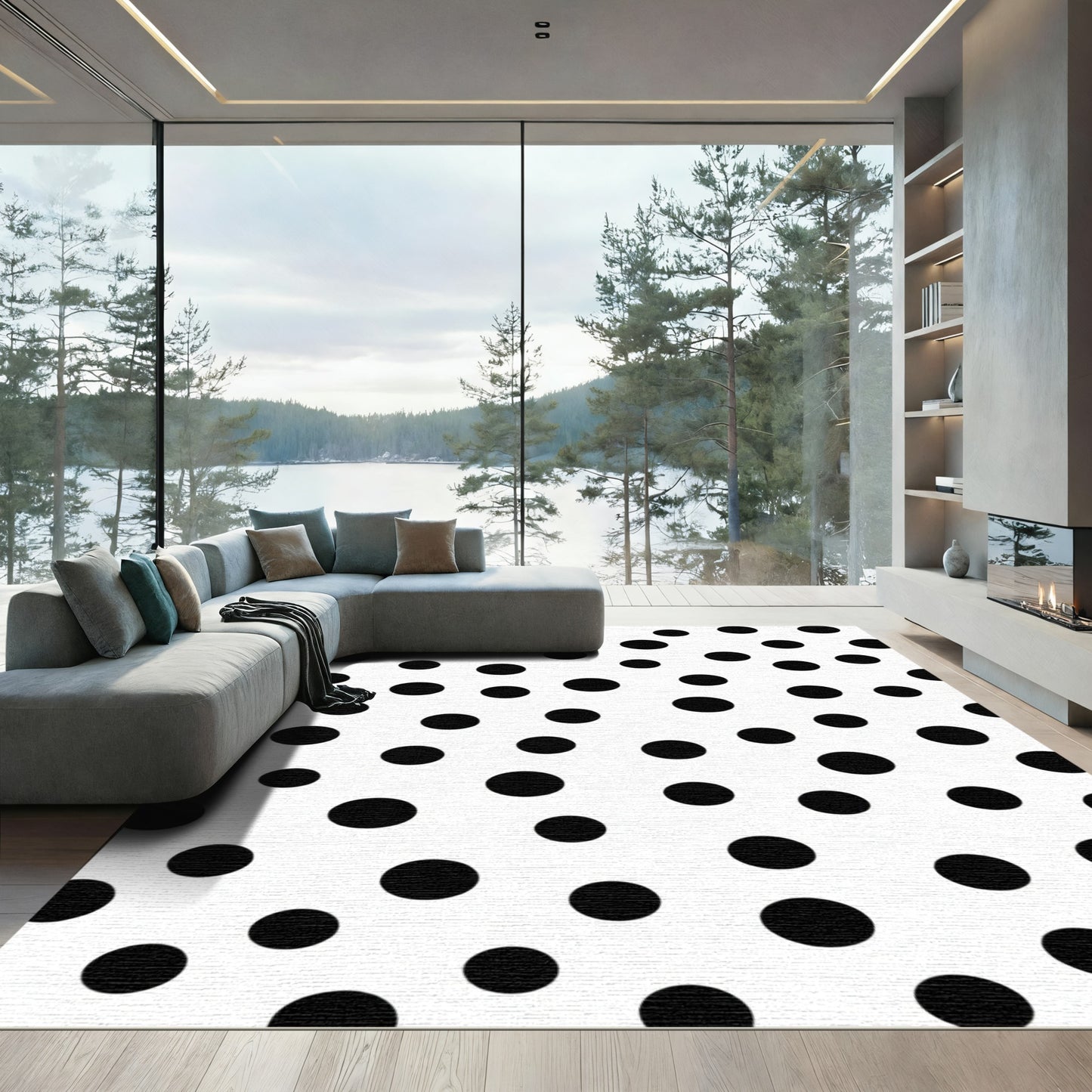 Black Polka Dot Scatter Rug
