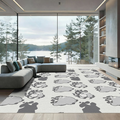 Abstract Gray Cloud Clusters Rug