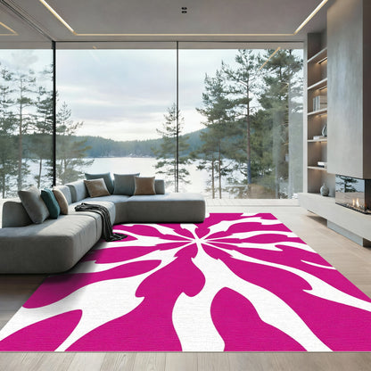Bold Crimson Petal Burst Rug