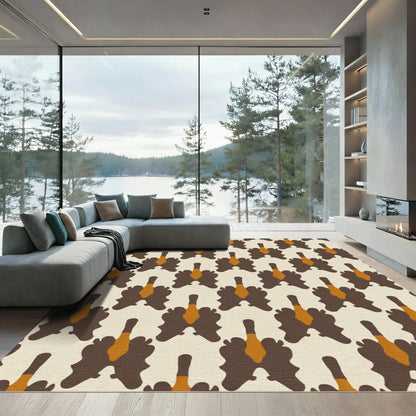 Brown Ochre Abstract Symmetry Rug