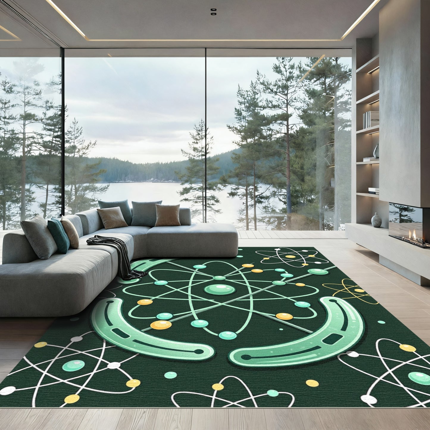 Green Atom Solar System Composition Rug