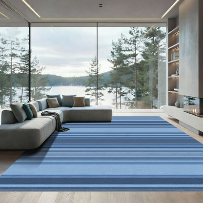 Cool Blue Horizontal Stripe Rug