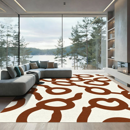 Cream Brown Chain Link Throw Rug