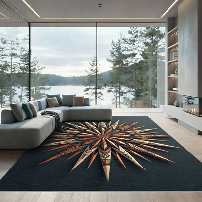 Sunburst Tribal Geometric Symmetrical Rug
