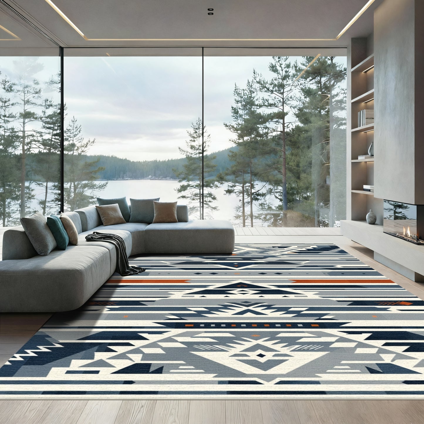 Navajo Inspired Geometric Diamond Stripe Rug