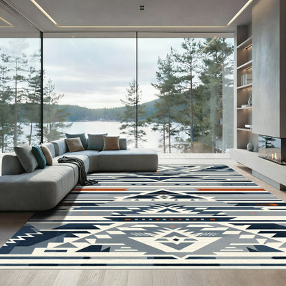 Navajo Inspired Geometric Diamond Stripe Rug