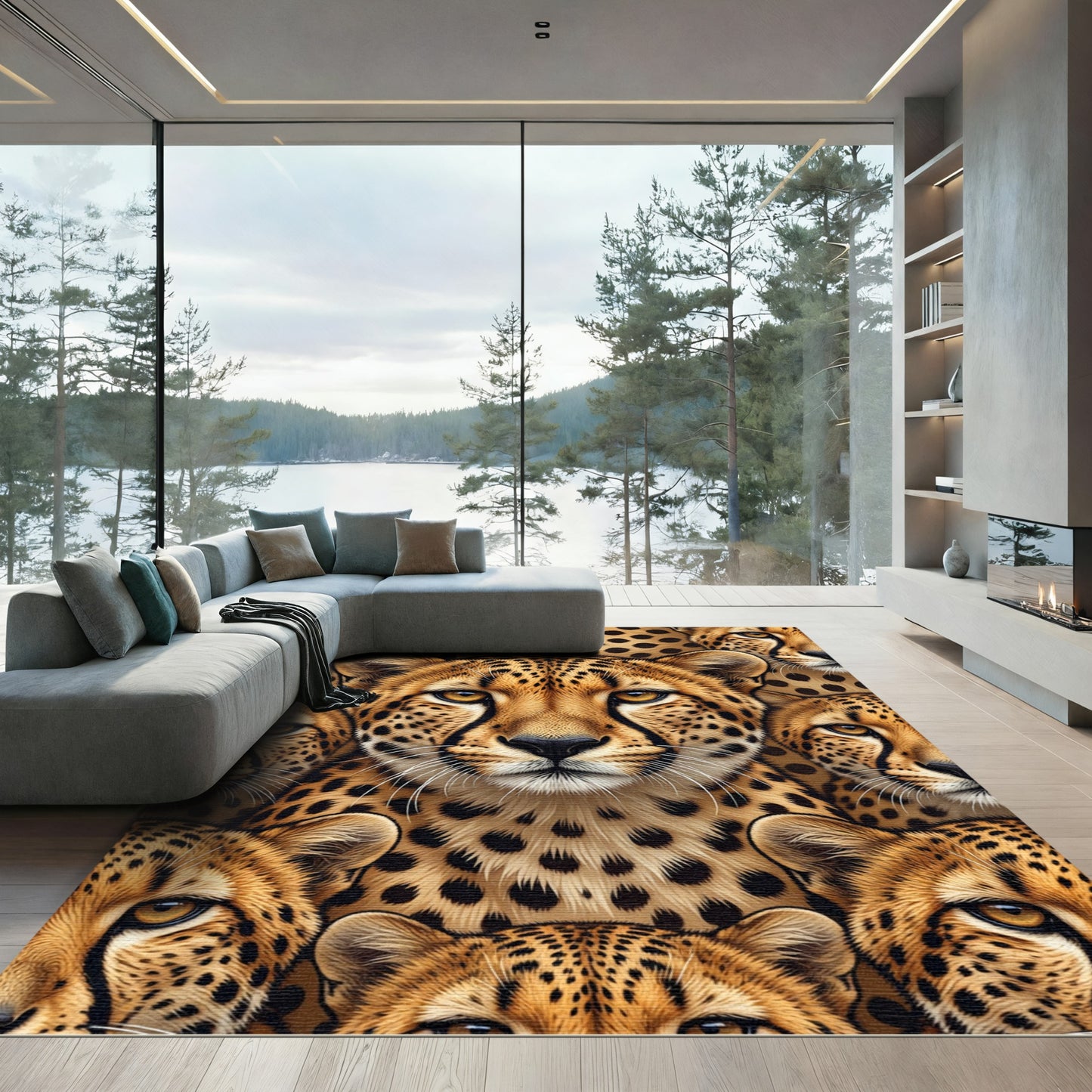 Golden Cheetah Spots Closeup Medallion Rug