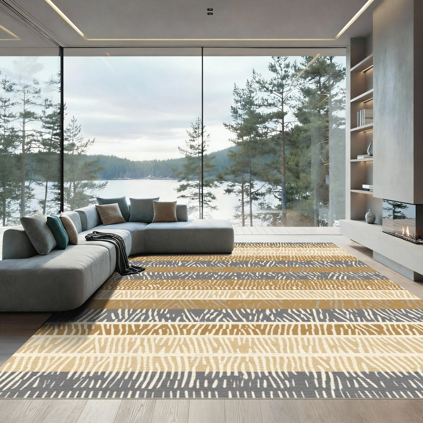 Earthy Geometric Stripes Rug