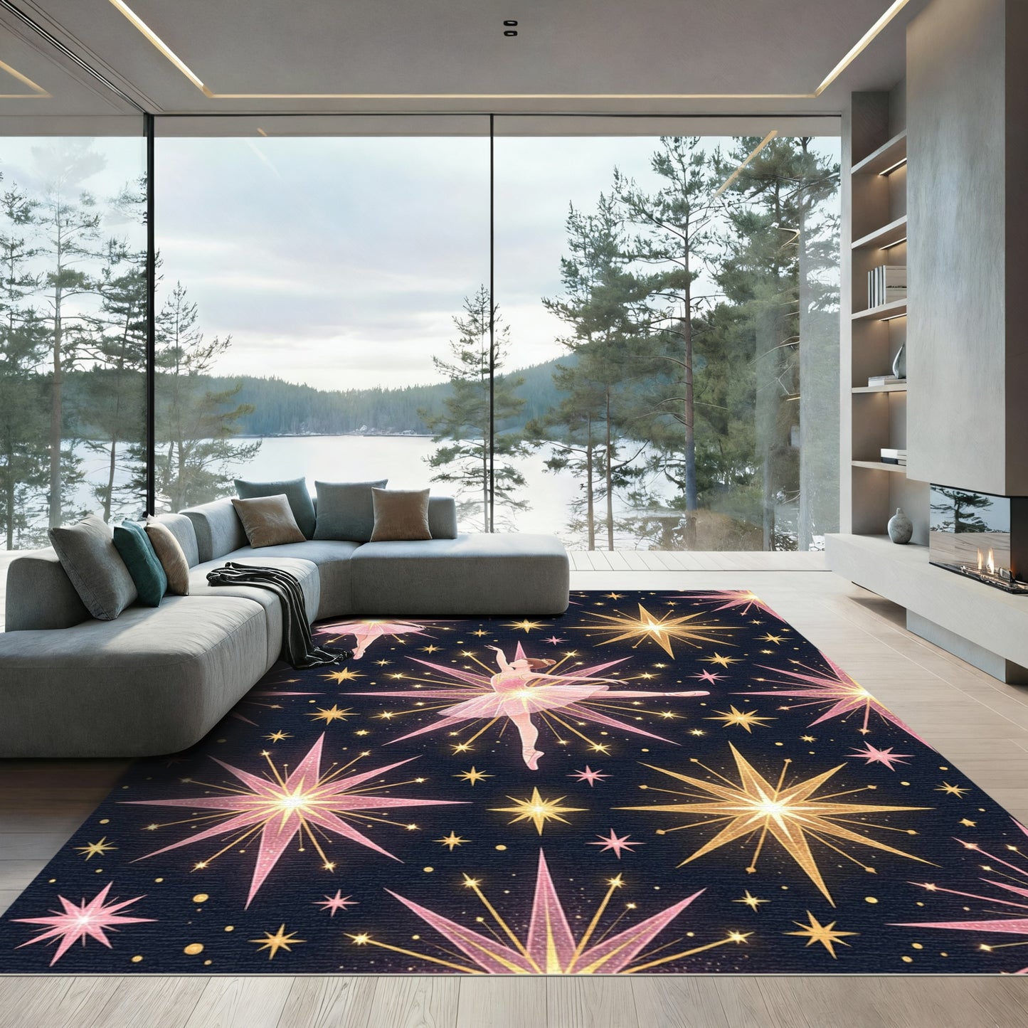 Ballerina Celestial Golden Starry Sky Rug