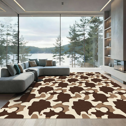Camouflage Brown Organic Shapes Rug