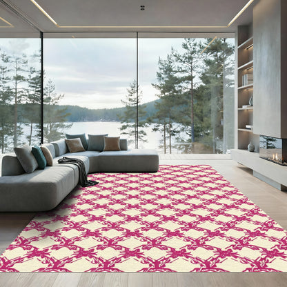 Crimson Abstract Interlocking Floral Rug