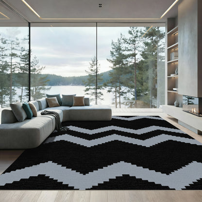 Gray Zigzag Chevron Stripes Rug